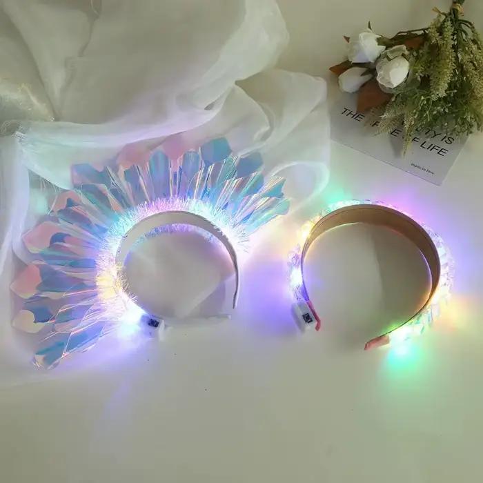 1-10 pièces LED éclairer bandeau couronne lumineuse bandeau clignotant coiffure lumineux Cosplay fêt