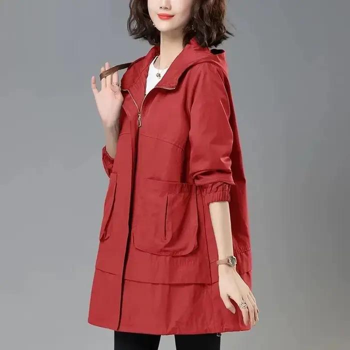 Manteau à capuche semi-long pour femme, coupe-vent féminin, manteau à manches longues, nouveau, été,