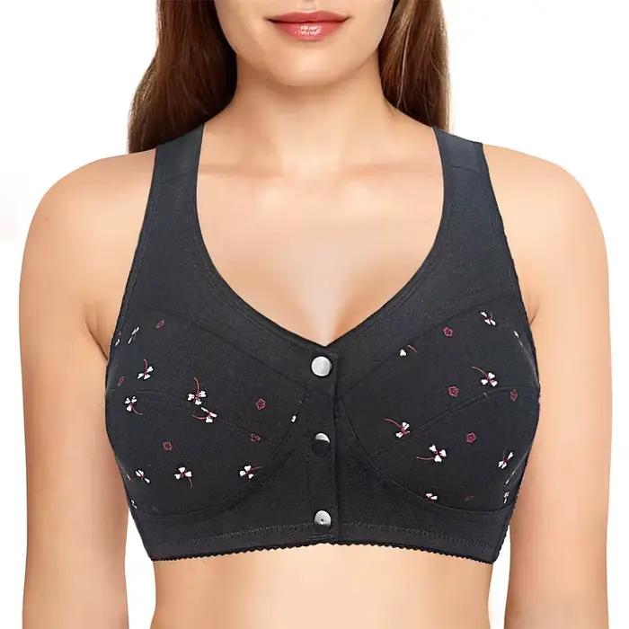 Soutien-gorge pour femmes, sans fil, sous-vêtements en coton, fermeture frontale, Lingerie pour femm