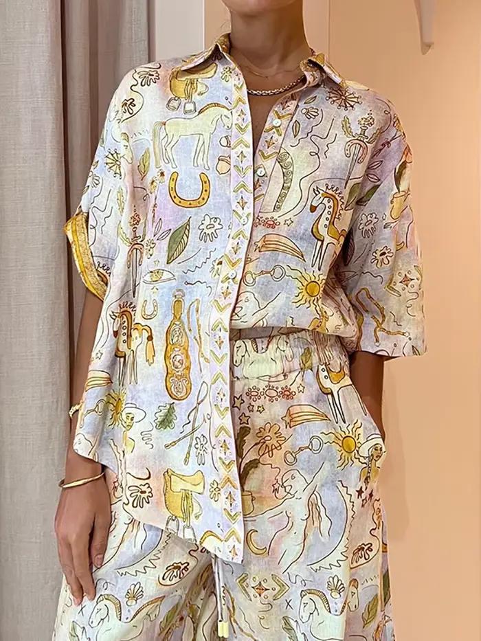 Ensembles assortis College à simple boutonnage pour femmes, vêtements de détente à demi-manches, ten