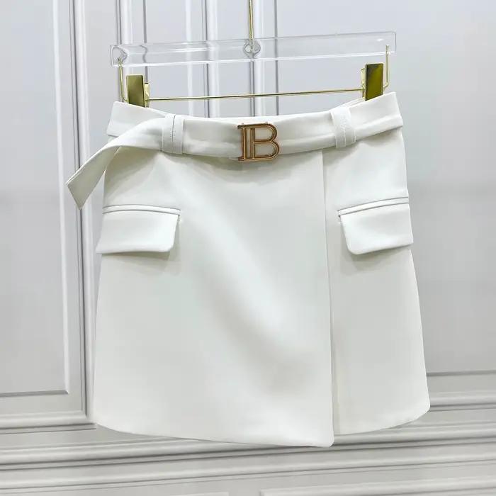 Jupe courte trapèze Simple décontractée pour femmes, nouvelle mode, Slim, boucle en métal, couleur u