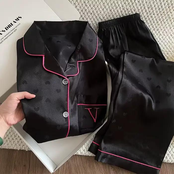 Pyjamas pour femmes, pyjamas en soie glacée à manches courtes, ensemble de pyjamas pour femmes, vête