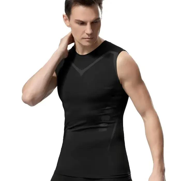 Débardeur de Compression pour hommes, chemise de gymnastique sans manches, impression à séchage rapi