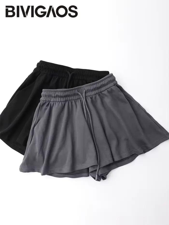 BIVIIncome-Jupe-culotte d'été pour femme, short taille haute, mode décontractée, sport adt, plissé, 
