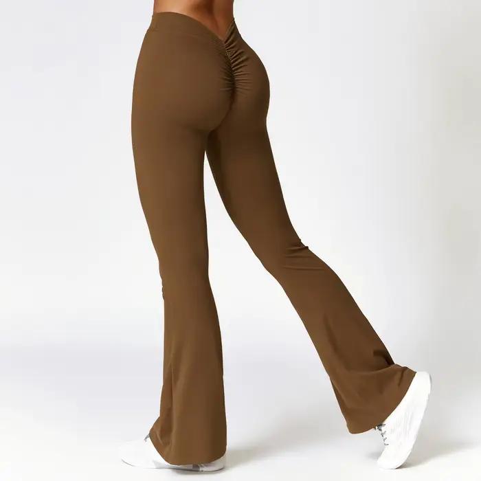 Leggings évasés en forme de V, pantalons de Yoga pour femmes, taille haute, jambes larges, pour gymn