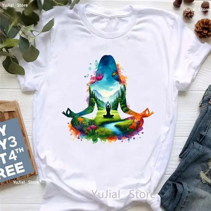 T-shirt blanc décontracté pour femmes, vêtements College, interconnexion, yoga, méditation, mode est