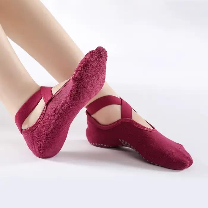 Chaussettes de Pilates coordonnantes en coton respirant pour femmes, bandage de yoga, fitness, danse