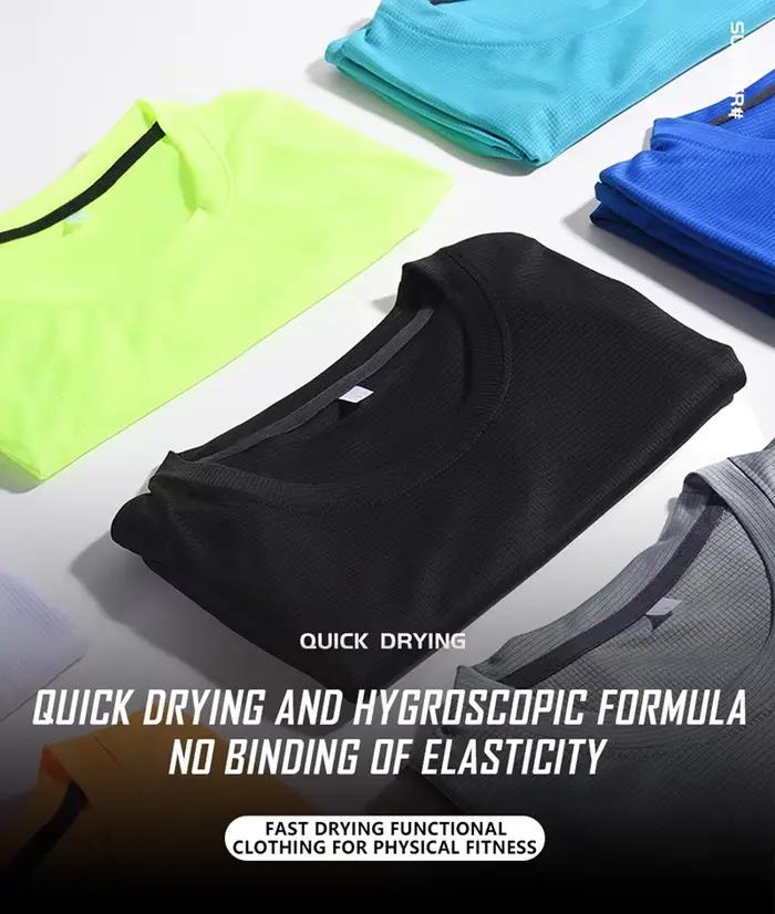 Haute qualité Polyester hommes course t-shirt séchage rapide Fitness chemise entraînement exercice v