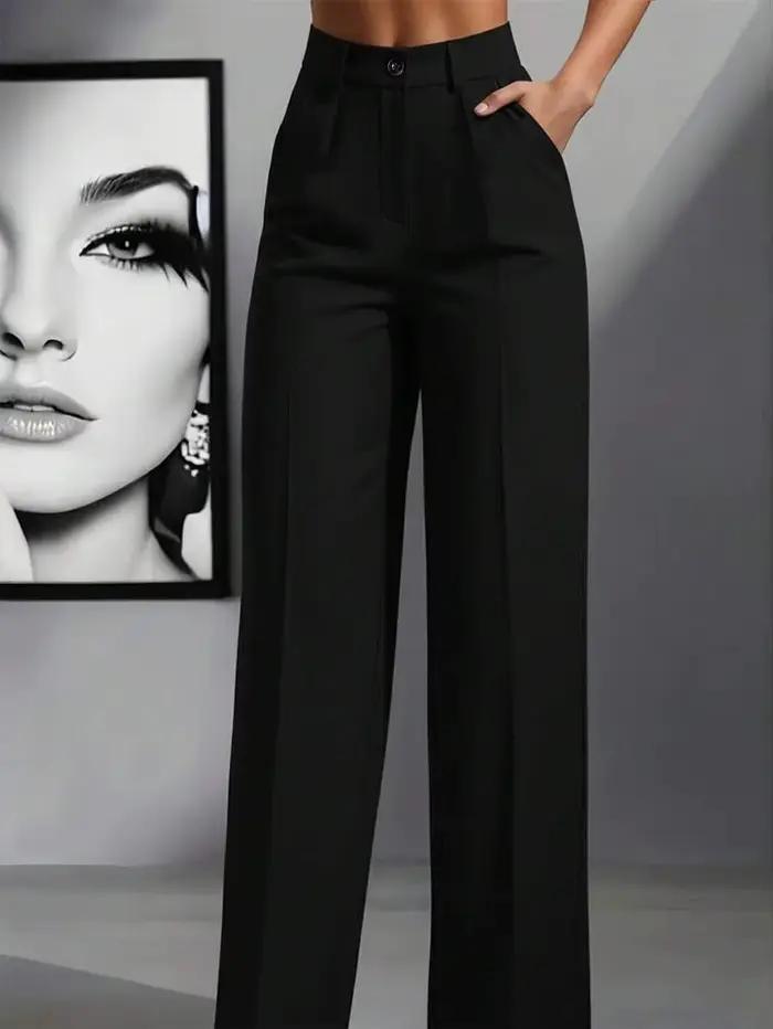 Pantalon de travail ample taille haute décontracté, couleur unie, mode printemps et automne transfro