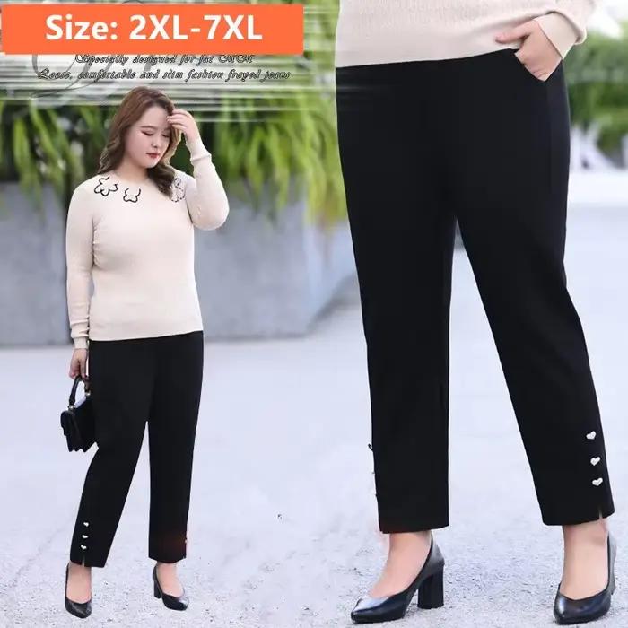 Pantalon formel de bureau grande taille pour femmes, 7XL, 6XL, 5XL, 4XL, blanc, droit, taille haute,