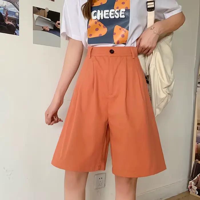 FJpreppy-Short Cargo Femme, All-Match Fashion, Longueur Genou, Bf Casual, Ulzzang Vintage, Office La