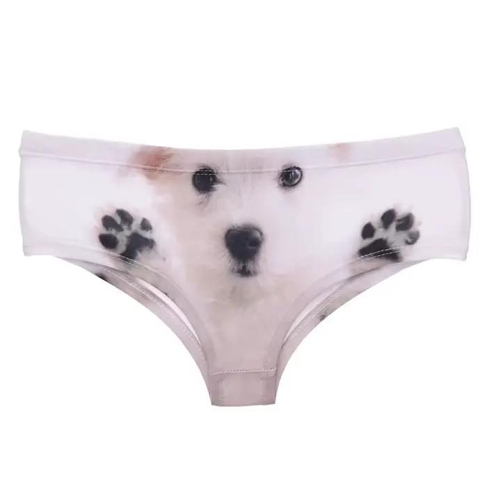 DeanFire Kawaii 3D culottes femmes sous-vêtements blanc chiot drôle impression belle Push Up slips L