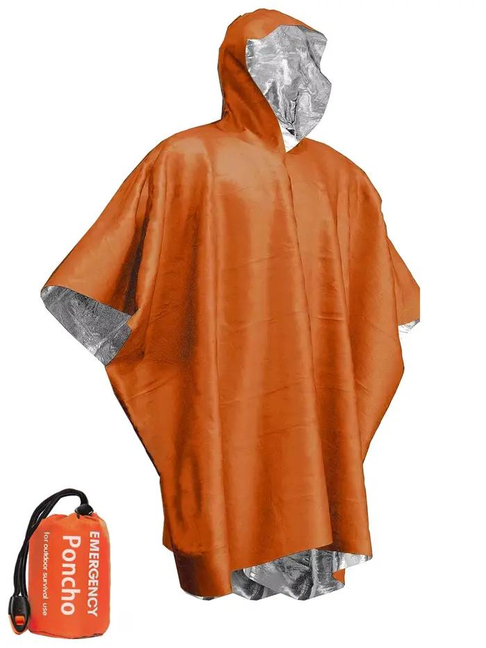 Poncho de pluie d'urgence, couverture thermique, résistant aux intempéries, équipement de Camping de