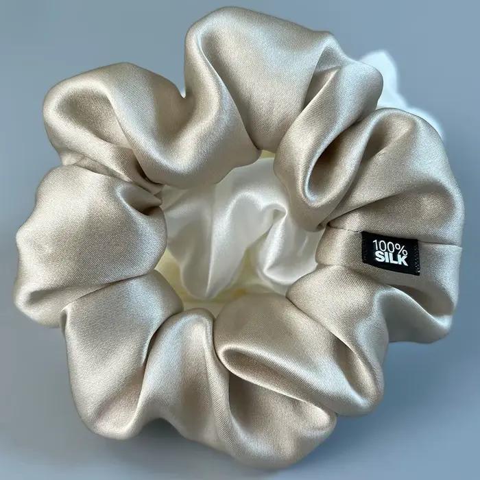 Chouchous en soie de mûrier 100%, bande de caoutchouc élastique, attaches pour cheveux, grandes cord