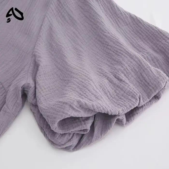 Original Robe Longue en Mousseline 100% Coton pour Femme, Tenue Sexy, Col en V, Manches Bouffantes, 