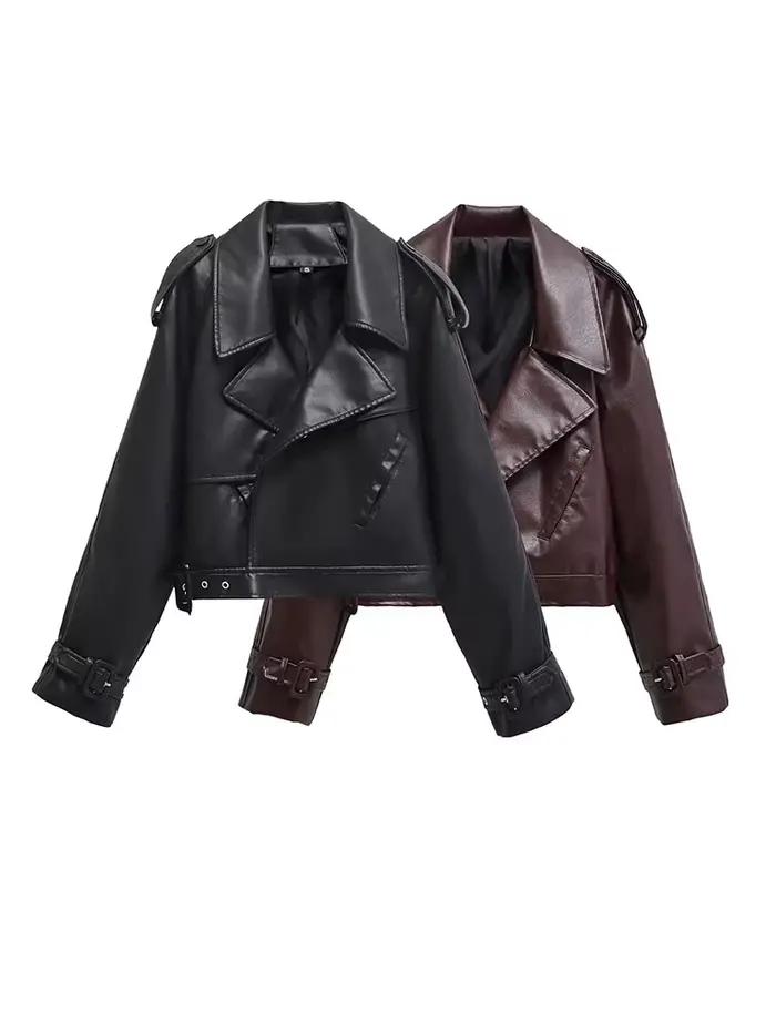 BBWM Faux cuir Bomber vestes pour femme veste mode recadrée femme Streetwear vêtements d'extérieur à