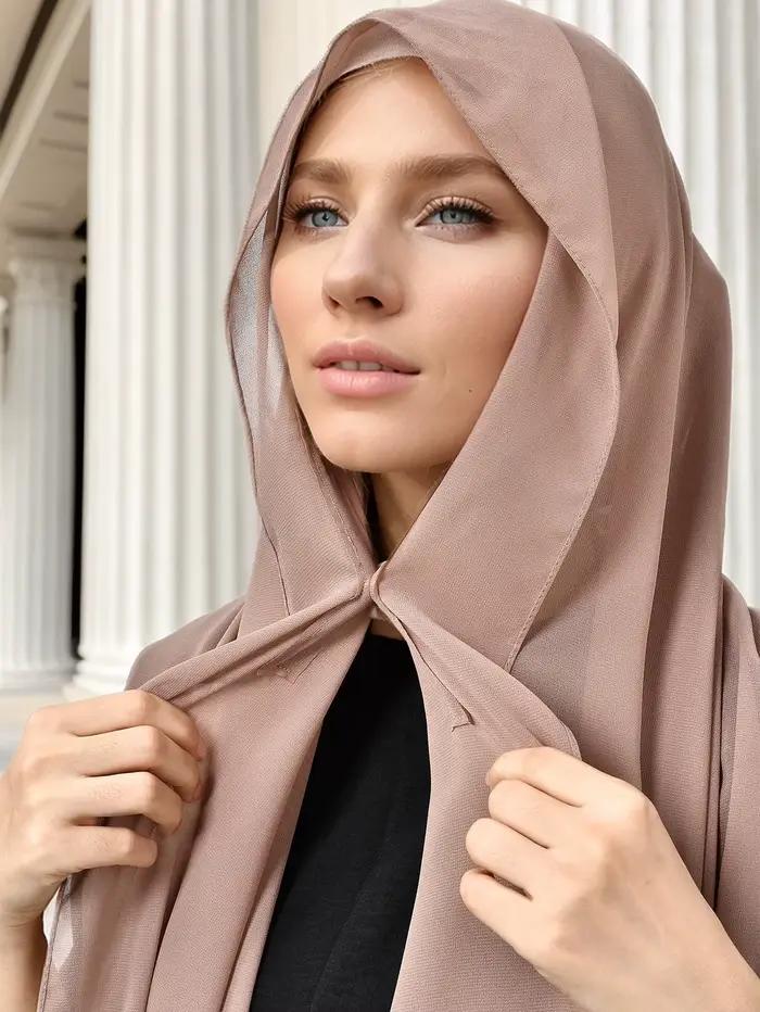 Hijab instantané en mousseline de soie avec boucle magnétique, couleur unie, écharpe musulmane pour 