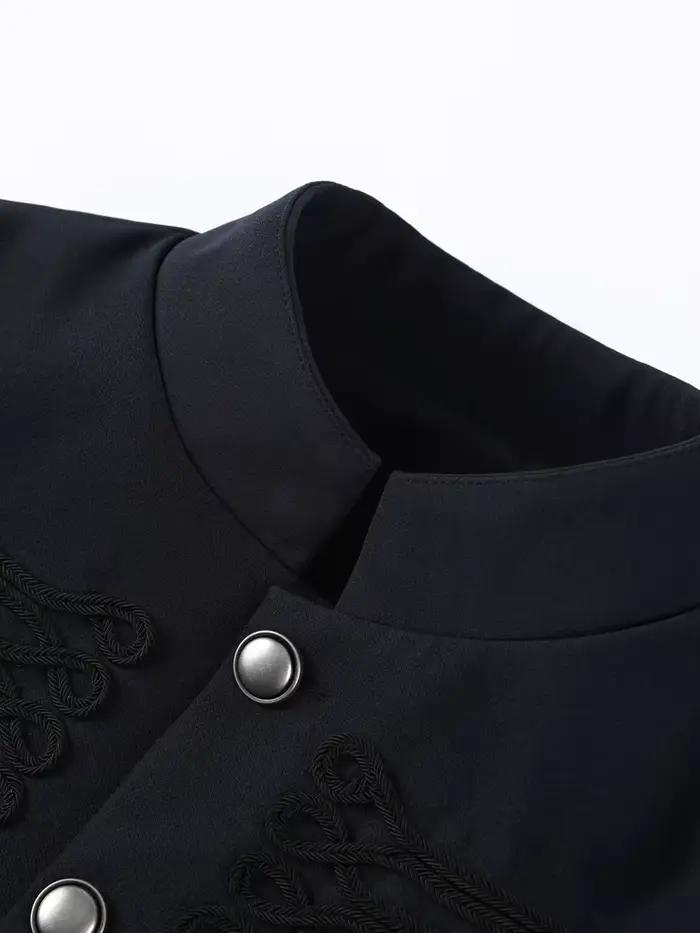 Veste Vintage Femme Col Montant Simple Boutonnage Manches Longues Style Napoléon Manteau Chic Haut d