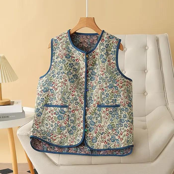 Gilet sans manches pour femmes, manteau rétro en Jacquard, style chinois, grande taille, printemps-a