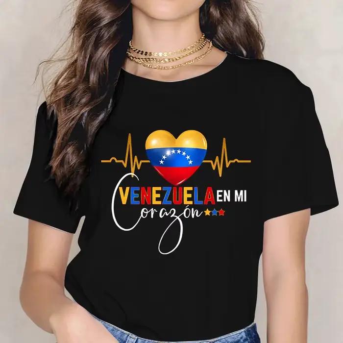 Femmes été imprimé T-shirt Venezuela Mange gothique T-shirt drôle graphique Y2k T-shirt 90s esthétiq