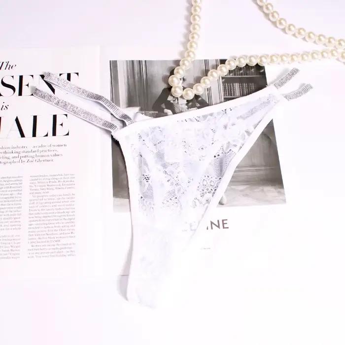 String sexy personnalisé avec nom pour femme, culotte G-string personnalisée avec lettres en cristal