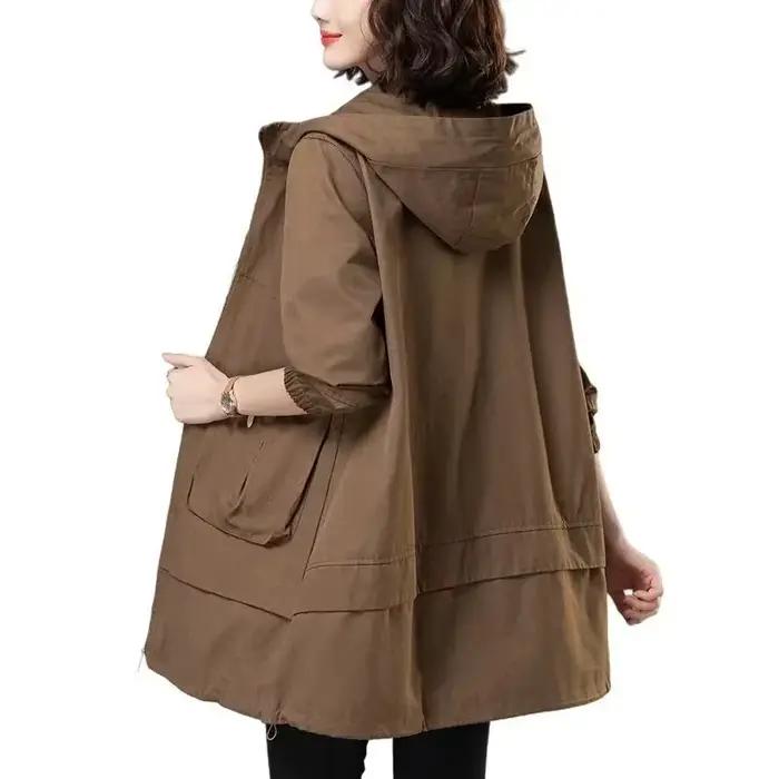 Manteau à capuche semi-long pour femme, coupe-vent féminin, manteau à manches longues, nouveau, été,