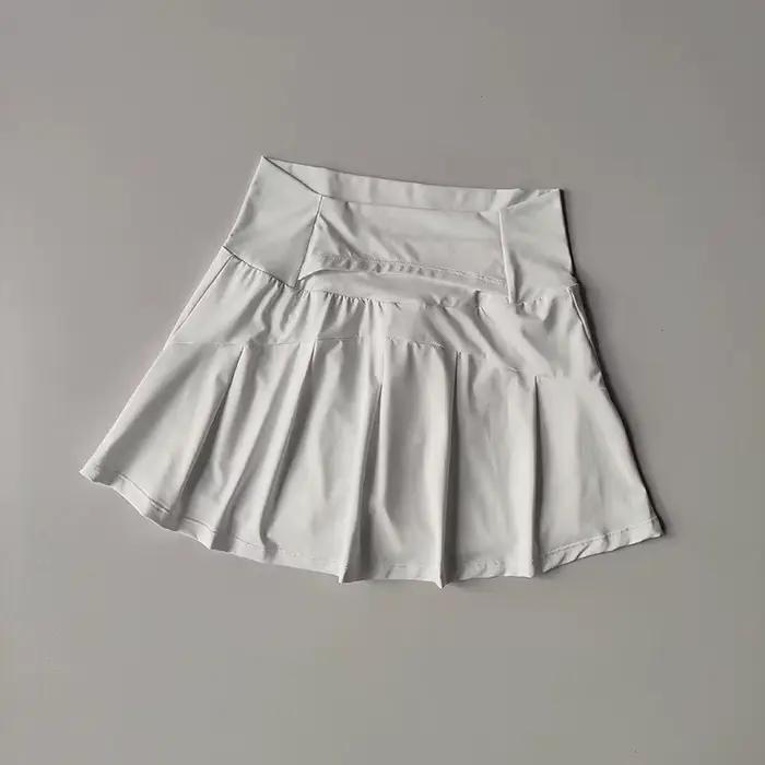Jupe courte de sport taille haute pour femmes, pantalon de Yoga trapèze Anti-éblouissement avec doub