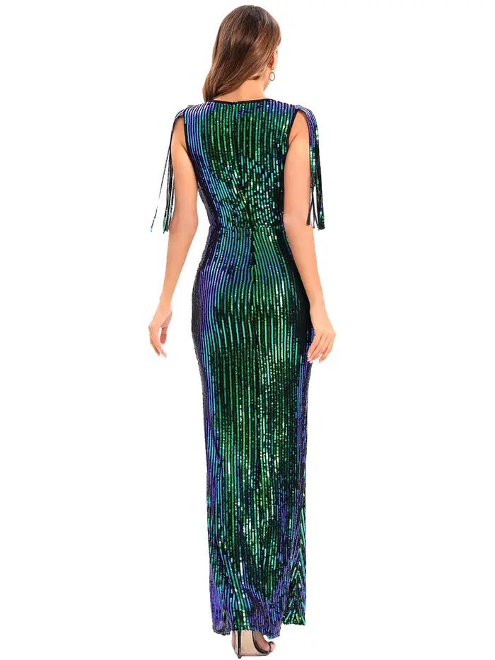 Robe d'été sexy transparente moulante à paillettes pour femmes 2026, robe maxi élégante pour fête d'