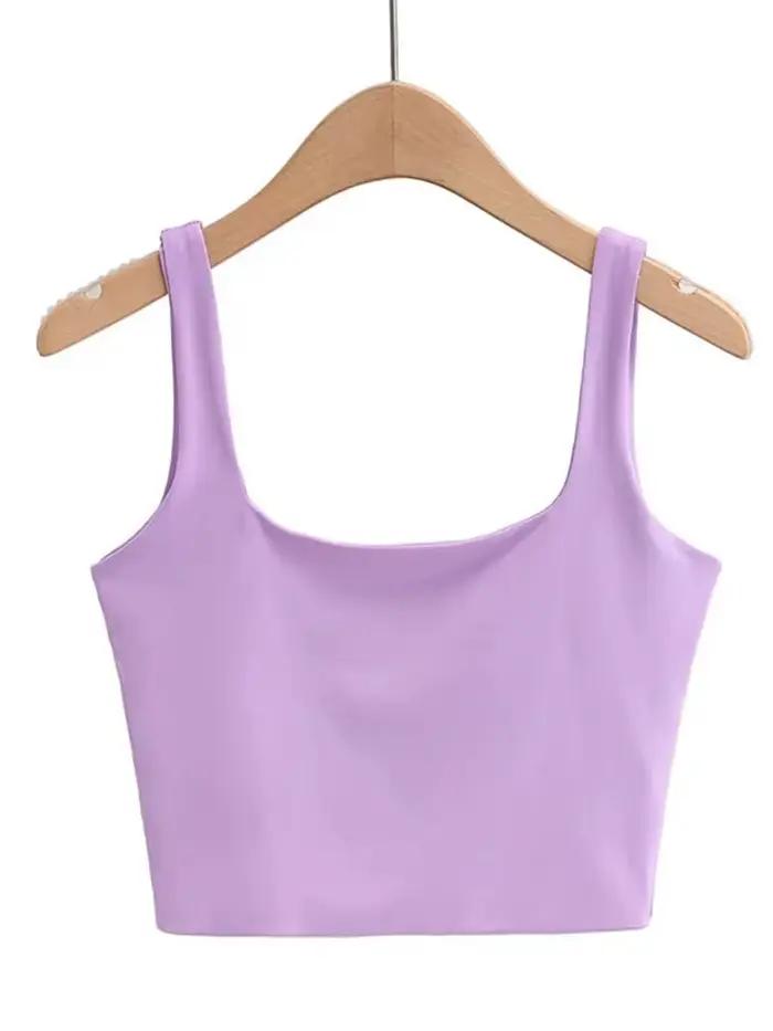 Débardeur Sexy sans manche pour femmes, haut court à col carré, à la mode, 6 couleurs, été 2022