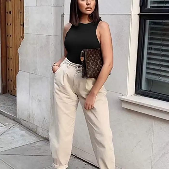 Pull Body sans manches pour femmes, Sexy, épaules dénudées, haut, Streetwear, noir, vêtements Catsui