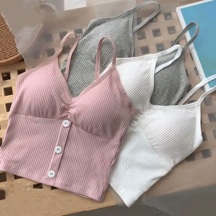 Femmes tricoté débardeur sangle gilet femme tricot haut court poitrine enveloppement pur sous-vêteme