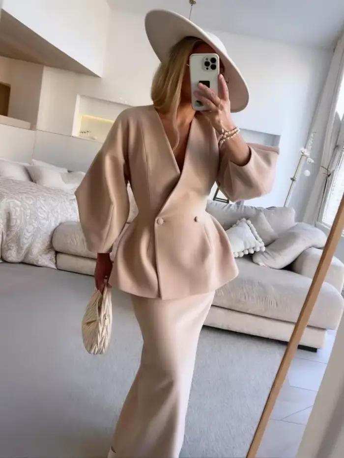 Ensemble de vêtements pour femmes, commerce extérieur européen et américain, à la mode, couleur unie