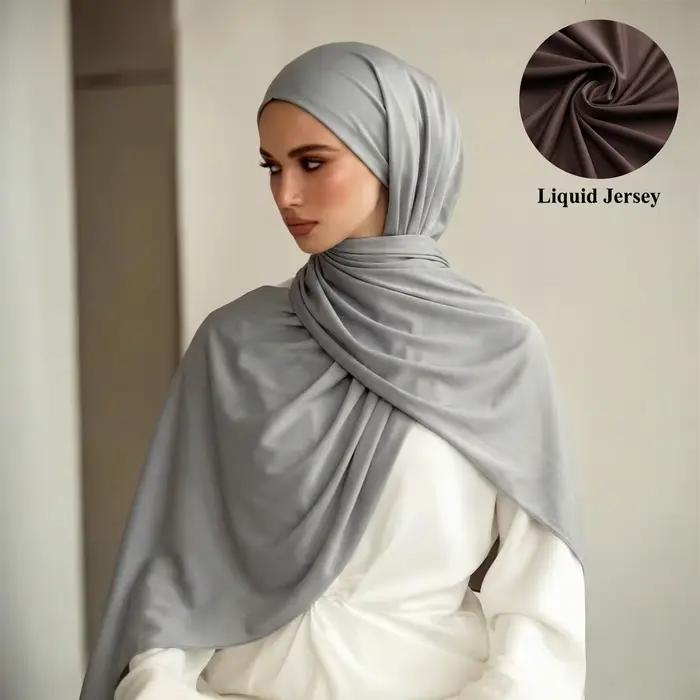 Nouveau Hijab en Jersey Liquide pour Femmes Musulmanes, Foulards et Châles de Ramadan, Voiles Islami