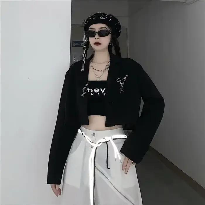 Cropped Blazers Femmes Designer JONotched Hipsters S-3XL Jeunesse Automne Ulzzang Streetwear Personn