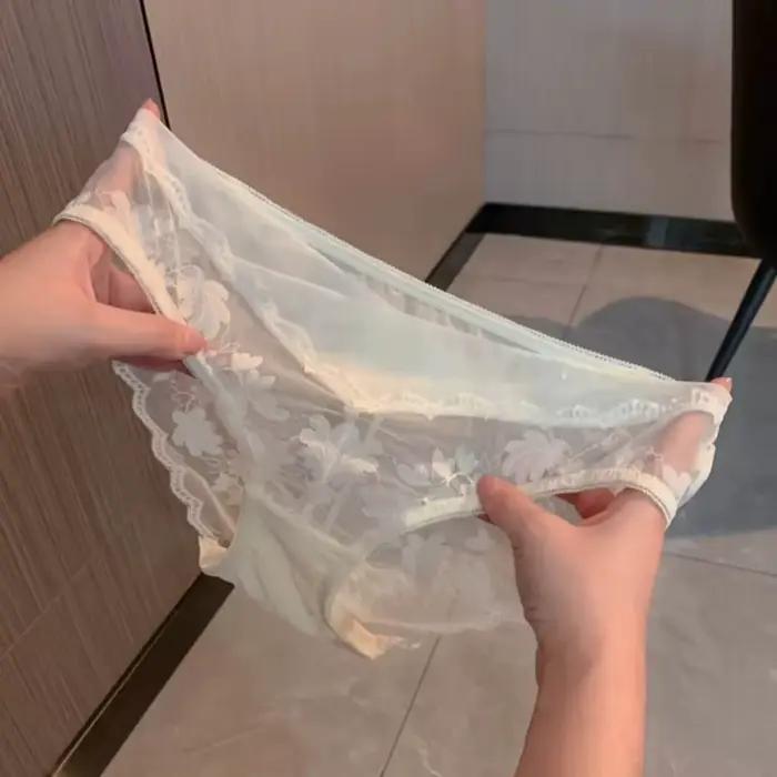 Culottes en dentelle transparente à fleurs, respirantes, taille basse, style français, pour femme