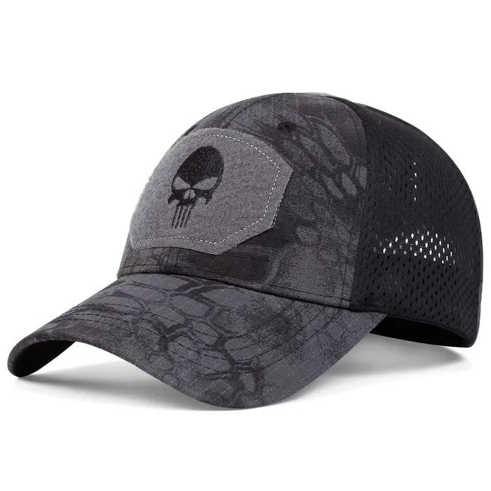 Casquettes de Baseball unisexes brodées de crâne pour hommes, en maille respirante pour l'extérieur,