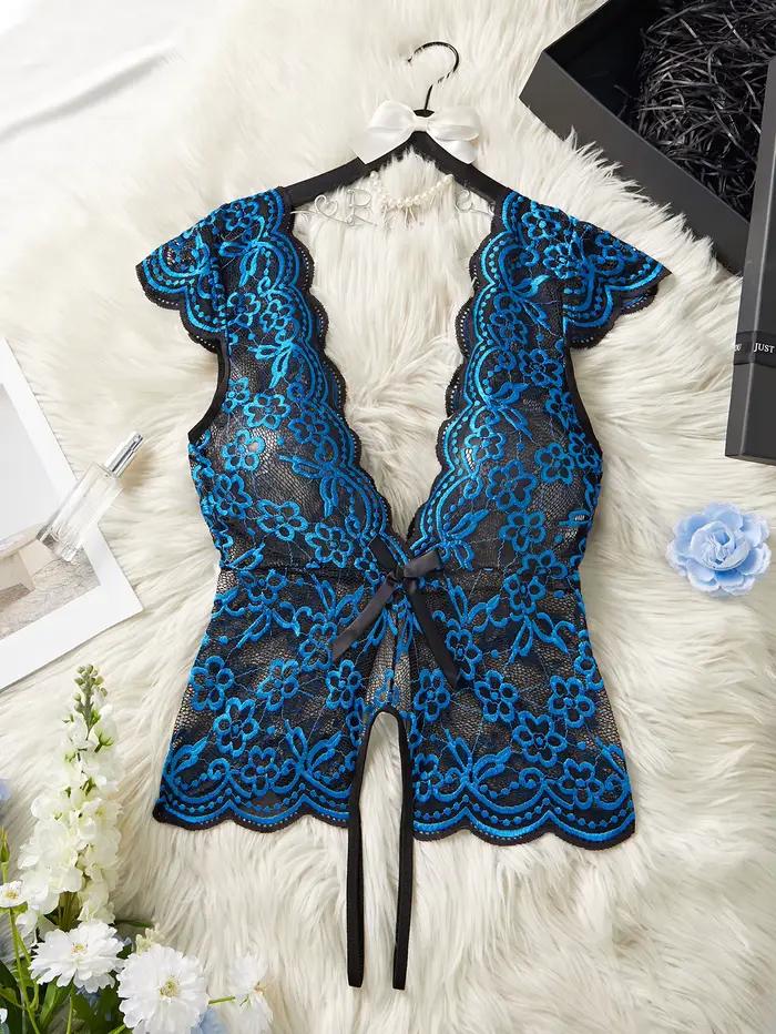 Lingerie sexy pour femme, body transparent en dentelle, pyjama une pièce, décolleté plongeant, entre