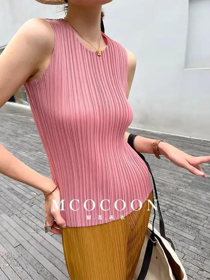 YUDX-T-shirt plissé à col rond pour femme, haut précieux, tempérament décontracté japonais, concepti