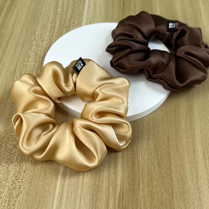 Chouchous en soie de mûrier 100%, bande de caoutchouc élastique, attaches pour cheveux, grandes cord