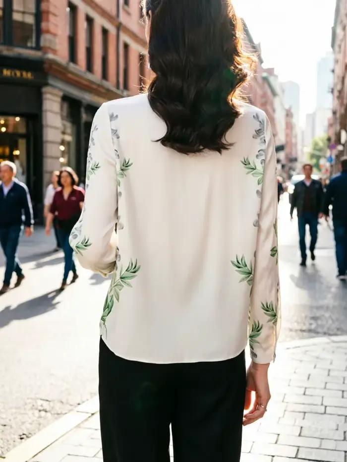 Nouvelles chemises en soie pour femmes, chemisiers de bureau, hauts imprimés tendance, blusa mujer