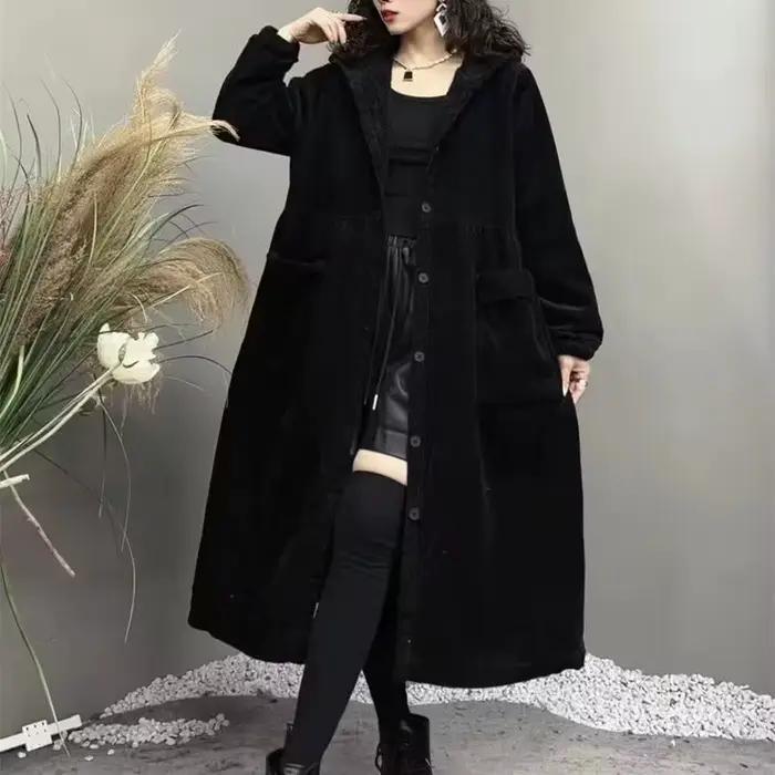 Manteau épais d'automne et d'hiver 2026, tendance, grand manteau coupe-vent marron, grande poche, ma