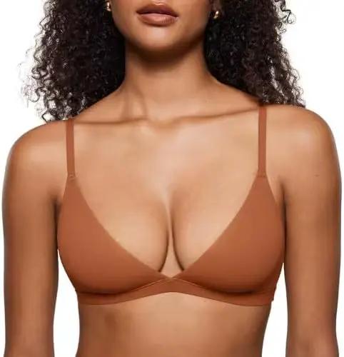 Soutien-gorge triangle pour femme, décolleté, sans couture, sans armatures, style lingerie, sexy et 