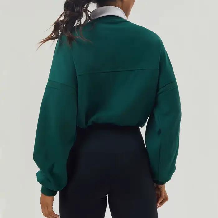 Sweat-shirt à manches longues pour femme, haut de course surdimensionné, vêtements d'entraînement fé