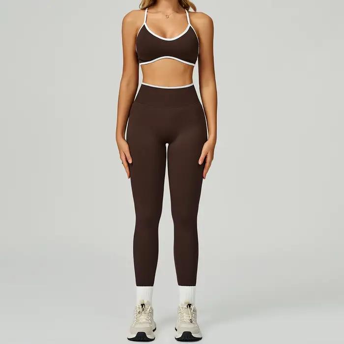 Ensemble de sport sans couture pour femmes, vêtements de Fitness, blocage de couleur, ensembles de Y