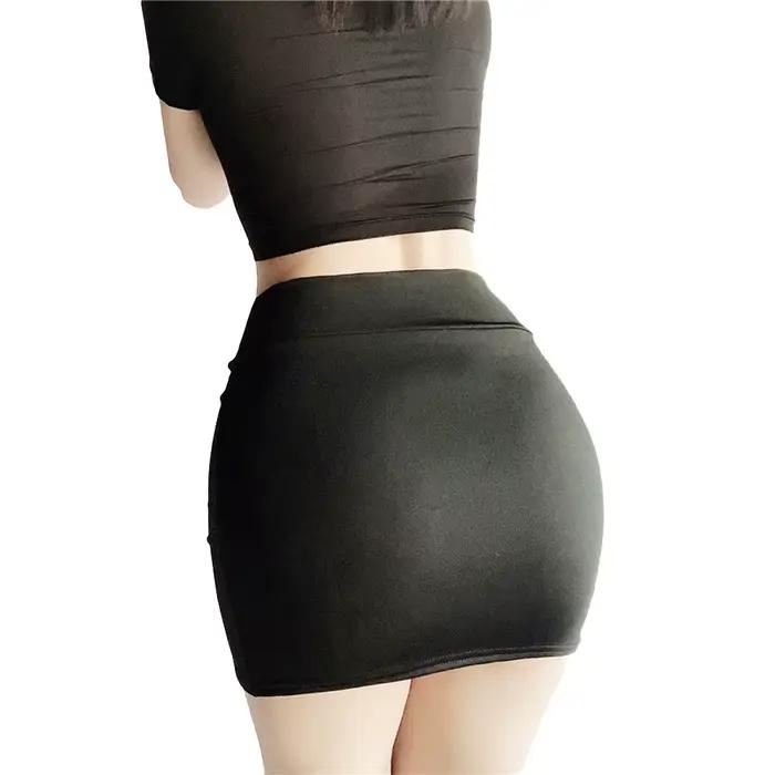 Jupe de hanche fine sans doublure, Sexy, transparente, élastique, serrée, mini-jupe pour dames, mign