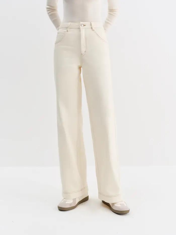 FSLE jean droit taille haute pour femmes hiver solide Simple tout-match 2025 nouveau pantalon polyva