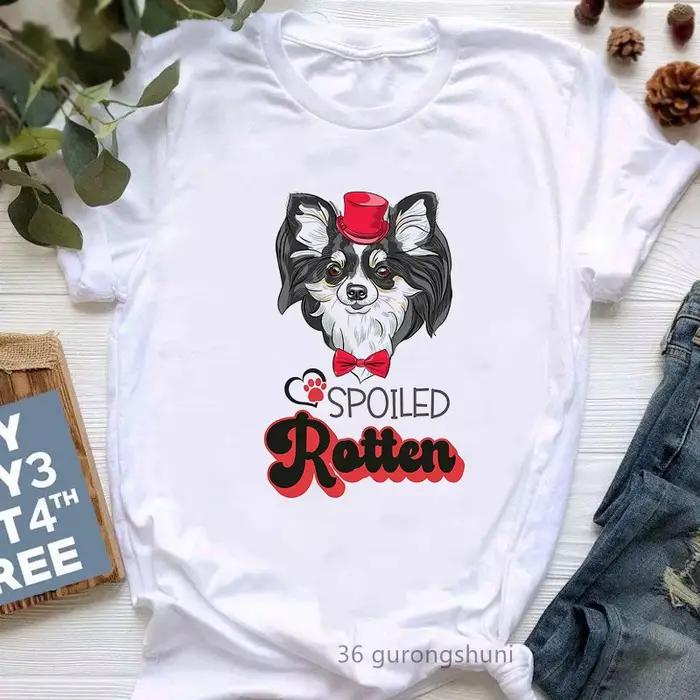 T-Shirt blanc pour Femme, avec un graphique imprimé, Chihuahua, Harajuku, Kawaii