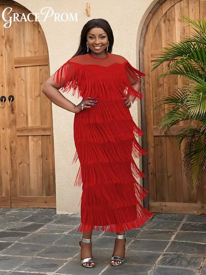 Nouvelles robes africaines pour femmes, robe longue élégante à manches courtes et à franges, livrais