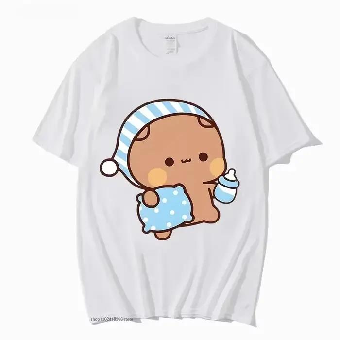 Couple t-shirt mignon BuBu Panda va dormir avec DuDu ours graphique t-shirt femmes vêtements manches