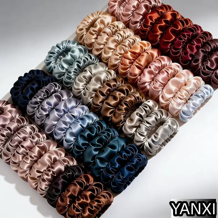 Chouchous en satin pour femmes, 1/30/60/100 pièces, 100 couleurs, petits couvre-chef de 6.5cm, acces